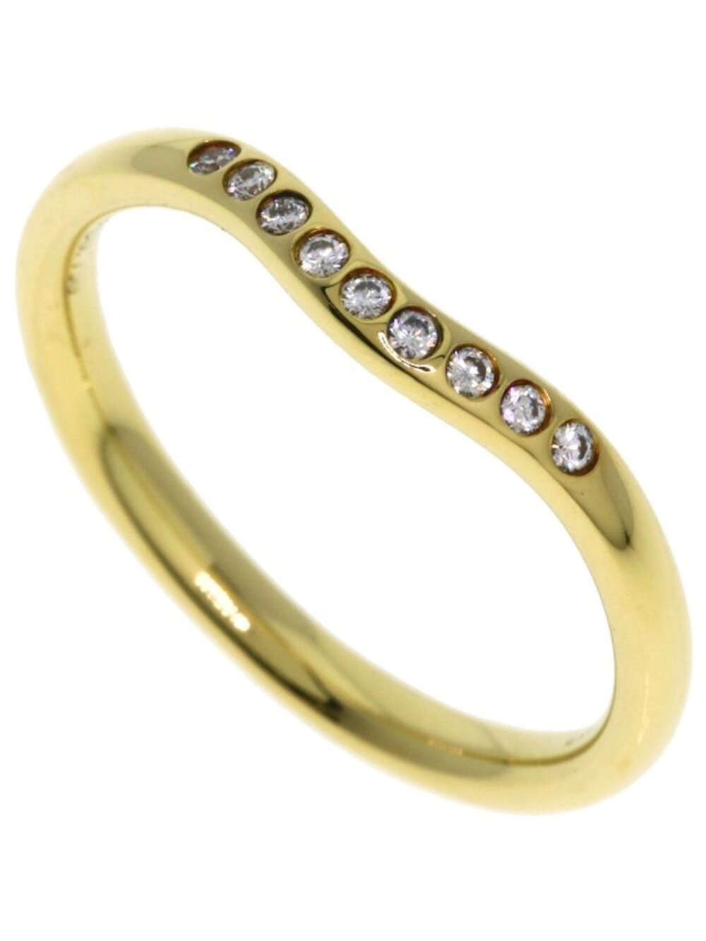 Tiffany & Co Curved Band Diamond Ring 18k Yellow Gold